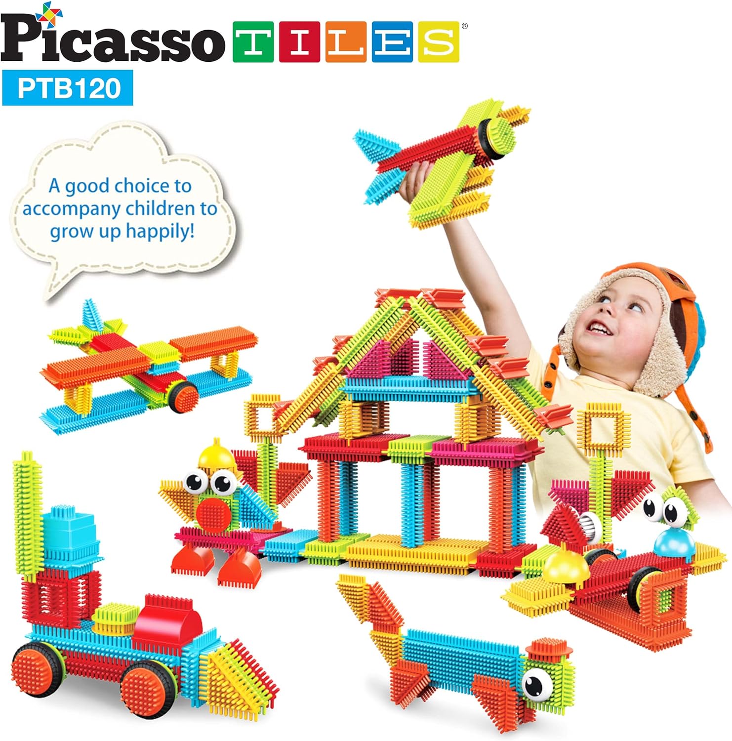 PicassoTiles PTB120 pcs Bristle Shape 3D Interlocking Building Blocks Accessories Tiles Construction Toy Set Learning Playset STEM Toy Set Educational Kit Child Development Preschool Kindergarten ToyPicassoTiles PTB120 pcs Bristle Shape 3D Interlocking Building Blocks Accessories Tiles Construction Toy Set Learning Playset STEM Toy Set Educational Kit Child Development Preschool Kindergarten Toy