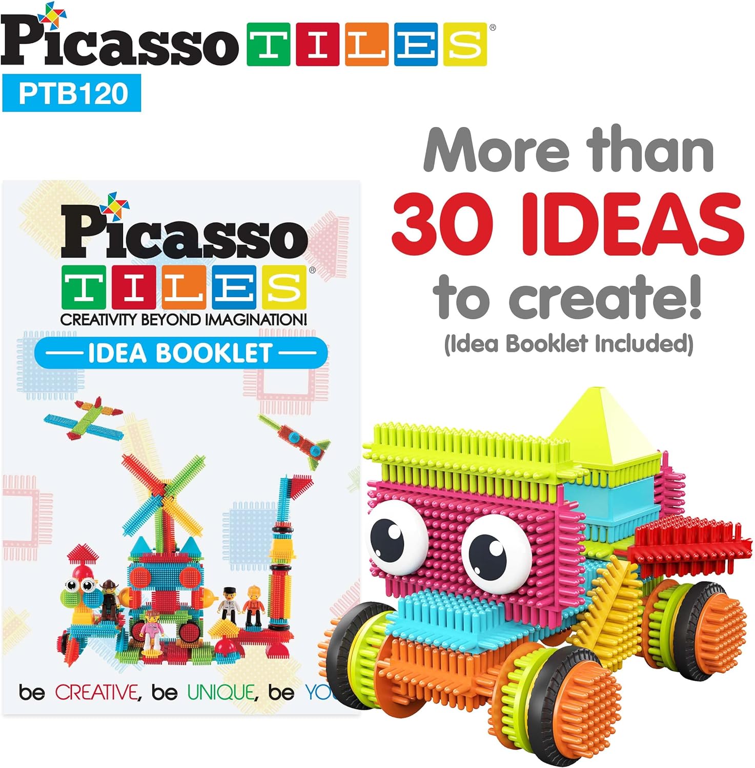 PicassoTiles PTB120 pcs Bristle Shape 3D Interlocking Building Blocks Accessories Tiles Construction Toy Set Learning Playset STEM Toy Set Educational Kit Child Development Preschool Kindergarten ToyPicassoTiles PTB120 pcs Bristle Shape 3D Interlocking Building Blocks Accessories Tiles Construction Toy Set Learning Playset STEM Toy Set Educational Kit Child Development Preschool Kindergarten Toy