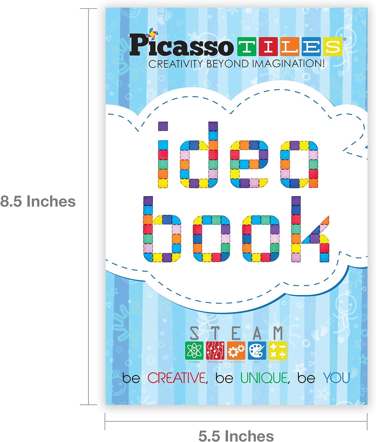 PicassoTiles STEM Learning Idea Book with Over 150 Ideas 110 Pages of Unique Innovative Creations for Magnet Tile Building Block Magnetic Toy Construction Sets Easy to Read Instructions Kids Age 3PicassoTiles STEM Learning Idea Book with Over 150 Ideas 110 Pages of Unique Innovative Creations for Magnet Tile Building Block Magnetic Toy Construction Sets Easy to Read Instructions Kids Age 3
