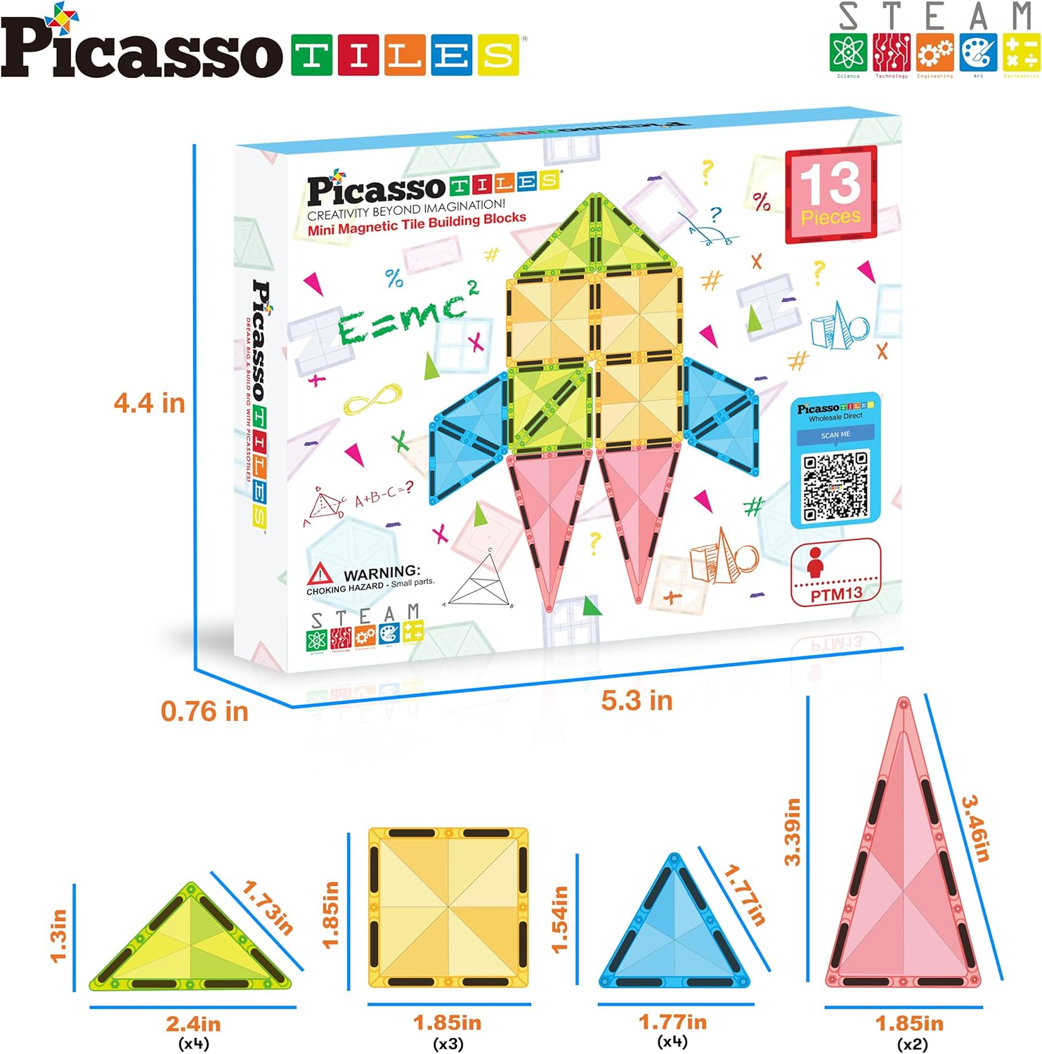 PicassoTiles Travel Size Series Magnet Building Blocks Toy Set mini Diamond Magnetic Construction Block Sensory Toys Preschool Toddler Boy Girls Age 3 STEM Educational Learning Kit Pretend Play PTM13PicassoTiles Travel Size Series Magnet Building Blocks Toy Set mini Diamond Magnetic Construction Block Sensory Toys Preschool Toddler Boy Girls Age 3 STEM Educational Learning Kit Pretend Play PTM13