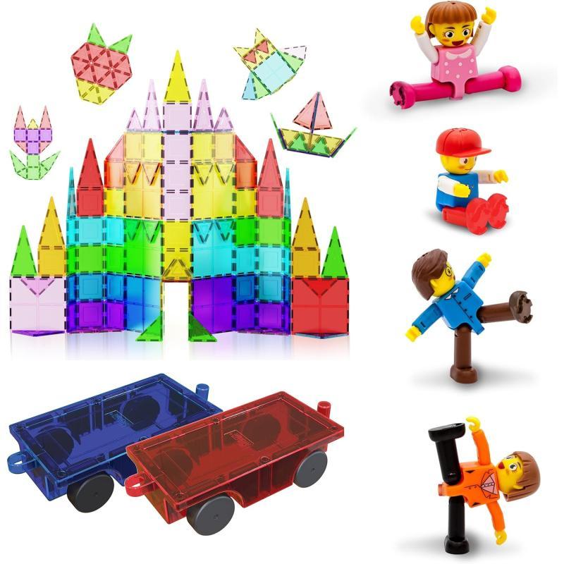 PicassoTiles 100PC Magnet Tiles  2 Cars  4 Family People Action Figures Expansion Bundle STEAM Educational Playset for Creative Fun and Learning Construction Play Pretend Play Toy for KidsPicassoTiles 100PC Magnet Tiles  2 Cars  4 Family People Action Figures Expansion Bundle STEAM Educational Playset for Creative Fun and Learning Construction Play Pretend Play Toy for Kids