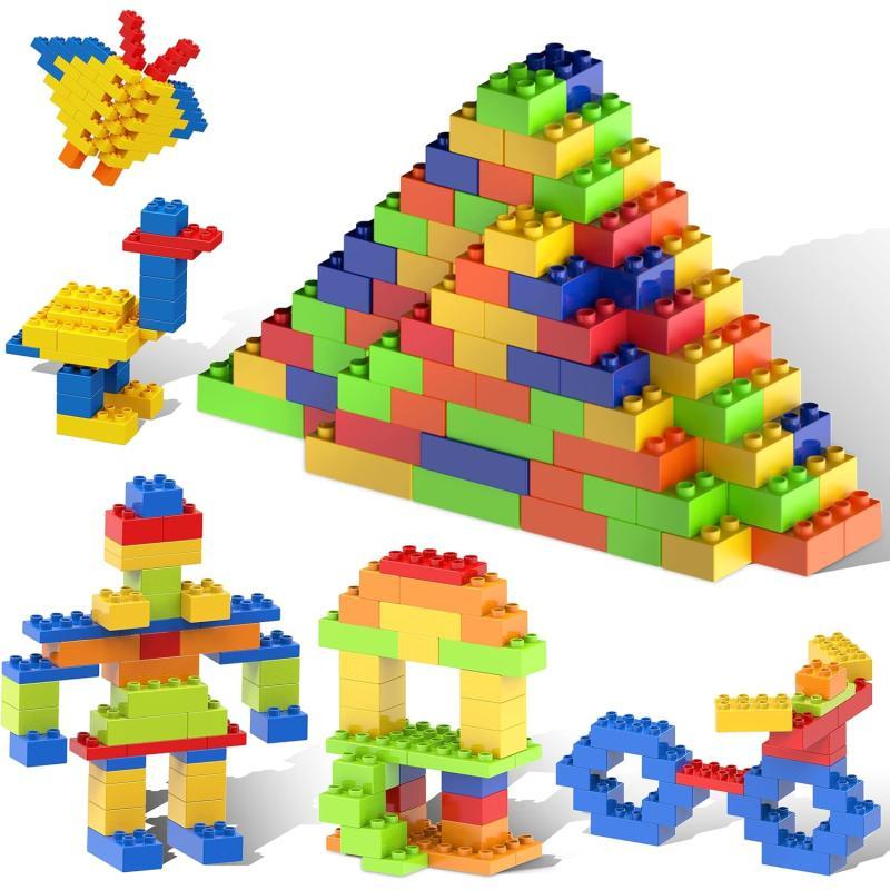 PicassoTiles 150 Piece Large Construction Brick Building Blocks STEM Bricks Toy Set Creative Learning Early Education Playset 5 Colors 4 Unique Shapes Mix amp Match Toys for Kids Boys Girls Child Age 3PBL200