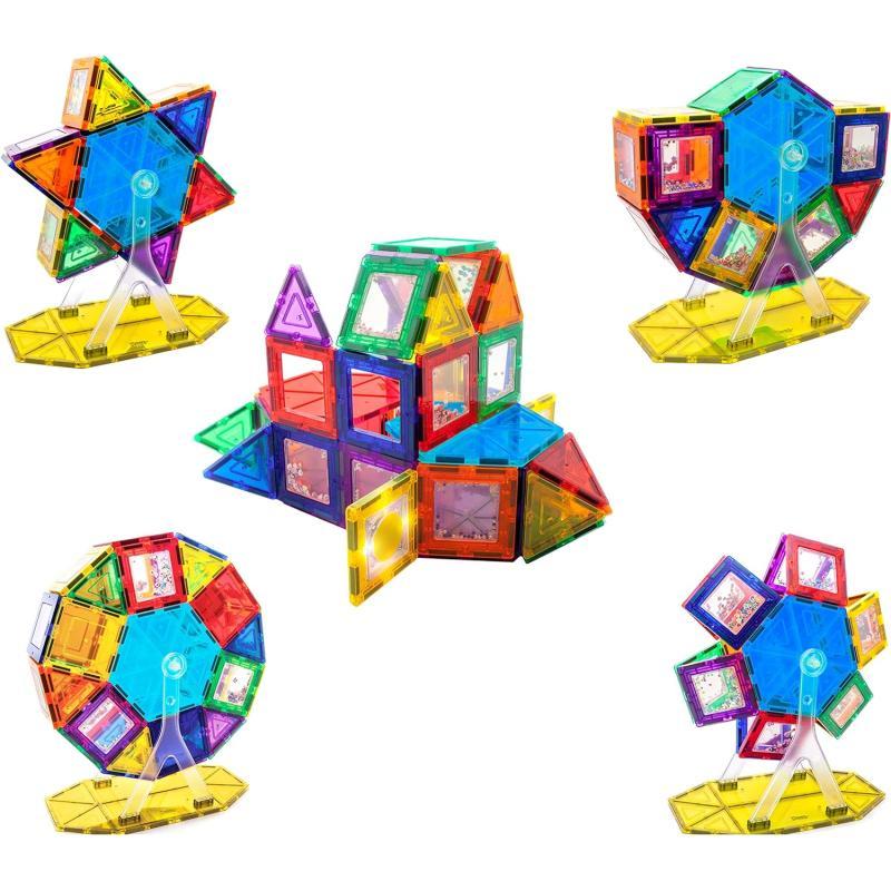 PicassoTiles Kids Toy Building Block Ferris Wheel Set LED Light Children Construction Kit Magnet Tiles Magnetic STEM Interlocking Playboard Educational Learning Stacking Blocks Brain Development PT6262pc
