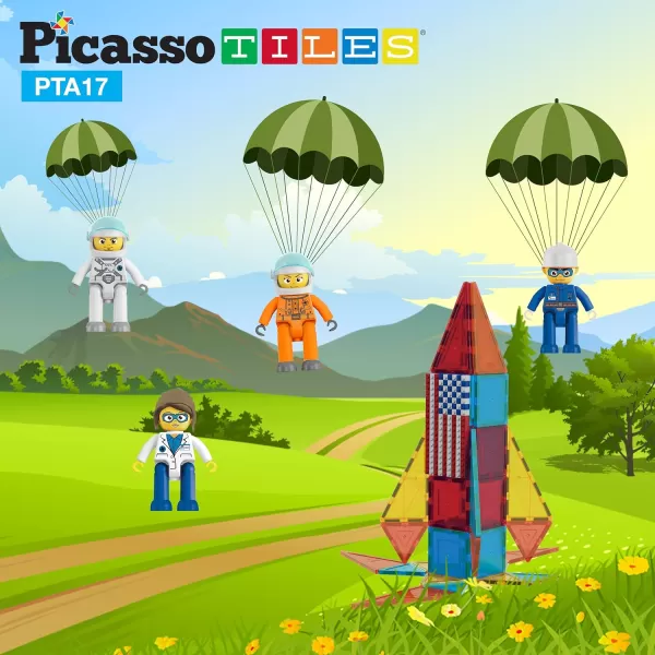 Picasso Toys Magnetic Character Action Figures 4 Piece Astronaut for Building Block Tile Toddler Toy Set Magnet Expansion Pack Age 3 and up Educational STEM Learning Pretend Playset Construction PTA17Picasso Toys Magnetic Character Action Figures 4 Piece Astronaut for Building Block Tile Toddler Toy Set Magnet Expansion Pack Age 3 and up Educational STEM Learning Pretend Playset Construction PTA17