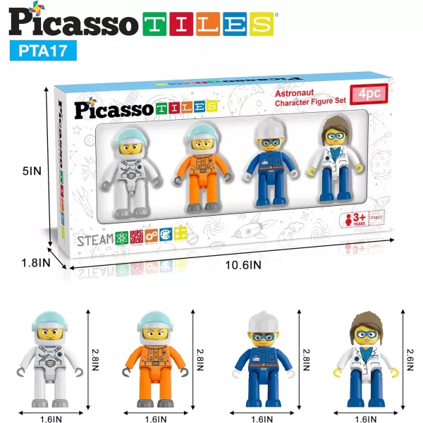 Picasso Toys Magnetic Character Action Figures 4 Piece Astronaut for Building Block Tile Toddler Toy Set Magnet Expansion Pack Age 3 and up Educational STEM Learning Pretend Playset Construction PTA17Picasso Toys Magnetic Character Action Figures 4 Piece Astronaut for Building Block Tile Toddler Toy Set Magnet Expansion Pack Age 3 and up Educational STEM Learning Pretend Playset Construction PTA17
