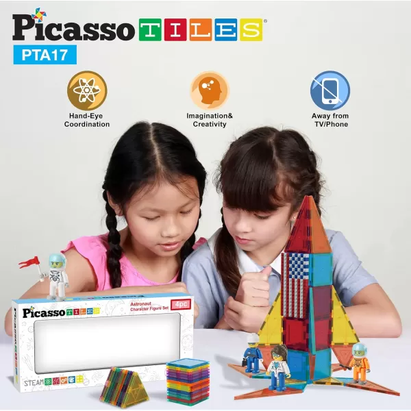 Picasso Toys Magnetic Character Action Figures 4 Piece Astronaut for Building Block Tile Toddler Toy Set Magnet Expansion Pack Age 3 and up Educational STEM Learning Pretend Playset Construction PTA17Picasso Toys Magnetic Character Action Figures 4 Piece Astronaut for Building Block Tile Toddler Toy Set Magnet Expansion Pack Age 3 and up Educational STEM Learning Pretend Playset Construction PTA17