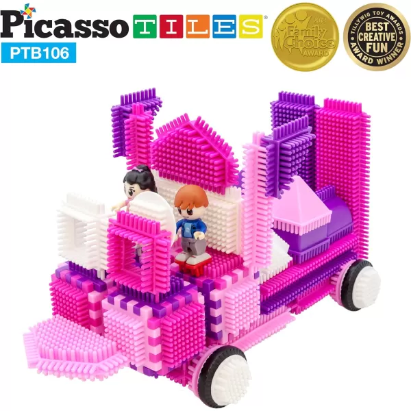 Picasso Toys PTB106 106pcs Hedgehog Block Building Blocks Tiles Pink Castle Theme Set wHuman Figures Learning Playset STEM Toy Set Educational Kit Child Brain Development Preschool Kindergarten ToyPicasso Toys PTB106 106pcs Hedgehog Block Building Blocks Tiles Pink Castle Theme Set wHuman Figures Learning Playset STEM Toy Set Educational Kit Child Brain Development Preschool Kindergarten Toy