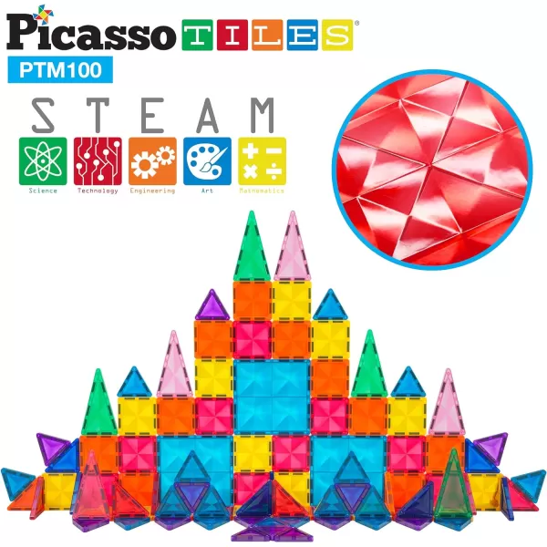 PicassoTiles 100 PC Magnetic Mini Tiles  Carry Case STEAM Educational Playset for Kids Includes Travel Storage Organizer  Fun Learning Construction Engineering and Sensory Development Gift IdeaPicassoTiles 100 PC Magnetic Mini Tiles  Carry Case STEAM Educational Playset for Kids Includes Travel Storage Organizer  Fun Learning Construction Engineering and Sensory Development Gift Idea