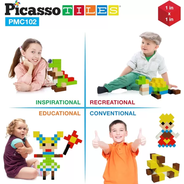 PicassoTiles 102pc Magnetic Puzzle Cube  Toys Carrying Case 1 Pixel Mix amp Match Cubes wFree Idea Book Sensory Toys Magnetic Tiles Construction Block Travel Bag Waterproof Storage Organizer BoxPicassoTiles 102pc Magnetic Puzzle Cube  Toys Carrying Case 1 Pixel Mix amp Match Cubes wFree Idea Book Sensory Toys Magnetic Tiles Construction Block Travel Bag Waterproof Storage Organizer Box