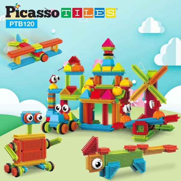 PicassoTiles 120PC  100PC Bristle Shape 3D Building Blocks Bundle Includes Farm Theme Construction Toy Set STEAM Learning amp Educational Sensory Playset for Preschool and Kindergarten Kids Ages 3PicassoTiles 120PC  100PC Bristle Shape 3D Building Blocks Bundle Includes Farm Theme Construction Toy Set STEAM Learning amp Educational Sensory Playset for Preschool and Kindergarten Kids Ages 3
