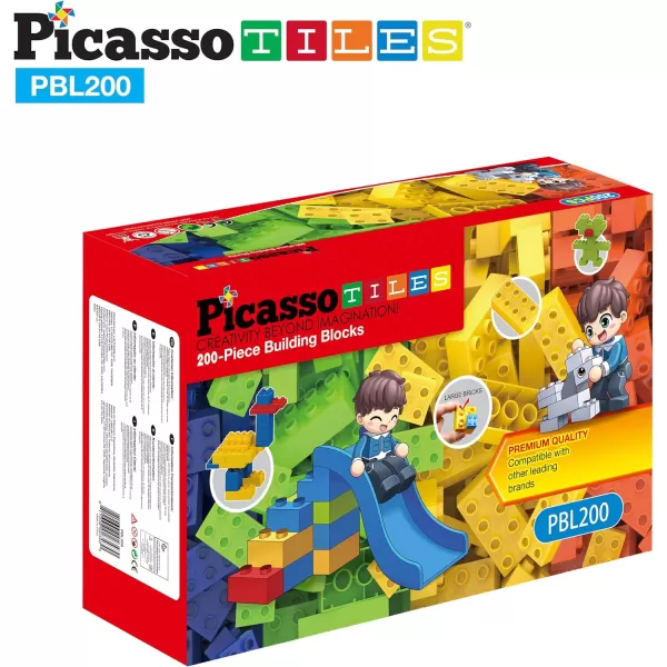 PicassoTiles 150 Piece Large Construction Brick Building Blocks STEM Bricks Toy Set Creative Learning Early Education Playset 5 Colors 4 Unique Shapes Mix amp Match Toys for Kids Boys Girls Child Age 3PBL200