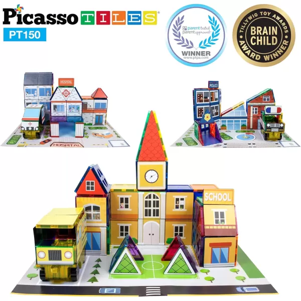 PicassoTiles 150pc Magnet Tiles  Activity Play Building Table 3in1 Theme Set School Hospital Police Station 316pc Magnetic Building Brick Block Magnetic Action Figures Tiles Storage Water SandPicassoTiles 150pc Magnet Tiles  Activity Play Building Table 3in1 Theme Set School Hospital Police Station 316pc Magnetic Building Brick Block Magnetic Action Figures Tiles Storage Water Sand