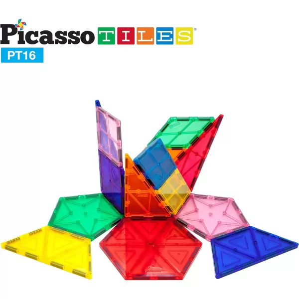PicassoTiles 16 Piece Magnetic Building Block Set Geometry Shape Magnet Tiles Construction Toy STEM Learning Kit Educational Playset Playboard Pretend Play Stacking Blocks Child Brain Development PT16PicassoTiles 16 Piece Magnetic Building Block Set Geometry Shape Magnet Tiles Construction Toy STEM Learning Kit Educational Playset Playboard Pretend Play Stacking Blocks Child Brain Development PT16