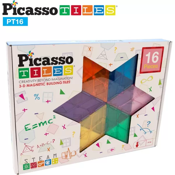 PicassoTiles 16 Piece Magnetic Building Block Set Geometry Shape Magnet Tiles Construction Toy STEM Learning Kit Educational Playset Playboard Pretend Play Stacking Blocks Child Brain Development PT16PicassoTiles 16 Piece Magnetic Building Block Set Geometry Shape Magnet Tiles Construction Toy STEM Learning Kit Educational Playset Playboard Pretend Play Stacking Blocks Child Brain Development PT16