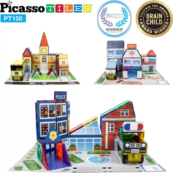 PicassoTiles 26pc Magnet Tiles  School Hospital Police Station 3D Building Block 3in1 Theme Set Magnet Self Adhesive Backing StickOn Sheet Combo with Car STEM Magnet Building Block PlaysetPicassoTiles 26pc Magnet Tiles  School Hospital Police Station 3D Building Block 3in1 Theme Set Magnet Self Adhesive Backing StickOn Sheet Combo with Car STEM Magnet Building Block Playset
