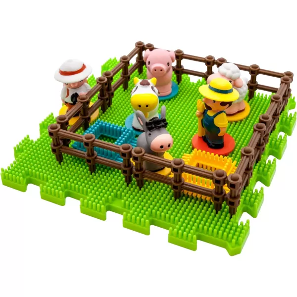 PicassoTiles 7pc Animal Action Figure  Farm Theme Bristle Blocks Magnetic Pretend Playset HandEye Coordination Training 100pcs Building Blocks Tiles Educational STEM Learning Construction PlaysetPicassoTiles 7pc Animal Action Figure  Farm Theme Bristle Blocks Magnetic Pretend Playset HandEye Coordination Training 100pcs Building Blocks Tiles Educational STEM Learning Construction Playset