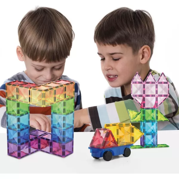 PicassoTiles 80 Pieces Magnetic Building Blocks Tiles Magnet Toys Diamond Toy Building Block Construction Set for STEM Sensory Toys Gifts Educational Playset Kid Brain Development Stacking BlocksDiamond