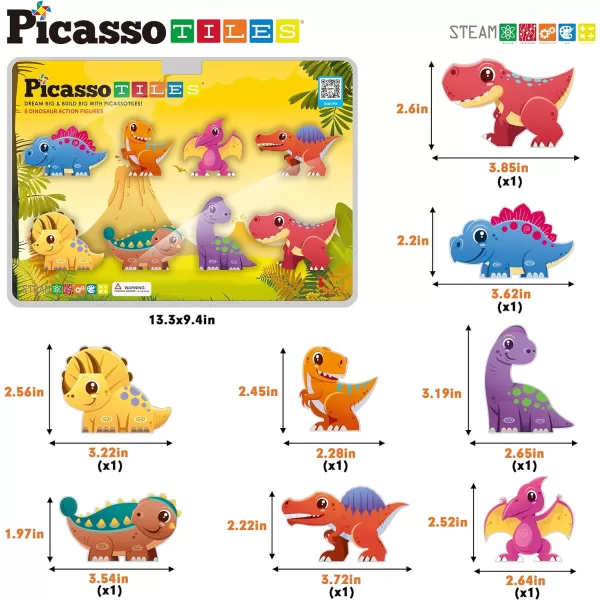PicassoTiles 8pc Magnet Tiles Building Blocks 8 Dinosaur Magnetized Action Figures Compatible Magnetic Construction Build and Play Tile Accessory Toy STEAM Educational Learning Toys Kids Ages 3 PTA23PicassoTiles 8pc Magnet Tiles Building Blocks 8 Dinosaur Magnetized Action Figures Compatible Magnetic Construction Build and Play Tile Accessory Toy STEAM Educational Learning Toys Kids Ages 3 PTA23