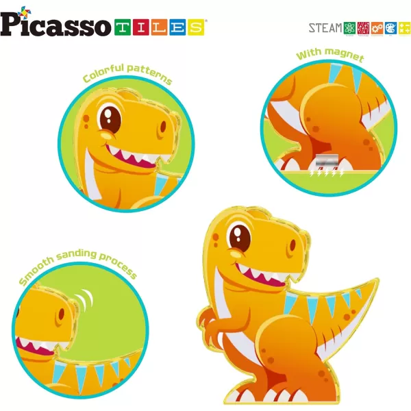 PicassoTiles 8pc Magnet Tiles Building Blocks 8 Dinosaur Magnetized Action Figures Compatible Magnetic Construction Build and Play Tile Accessory Toy STEAM Educational Learning Toys Kids Ages 3 PTA23PicassoTiles 8pc Magnet Tiles Building Blocks 8 Dinosaur Magnetized Action Figures Compatible Magnetic Construction Build and Play Tile Accessory Toy STEAM Educational Learning Toys Kids Ages 3 PTA23