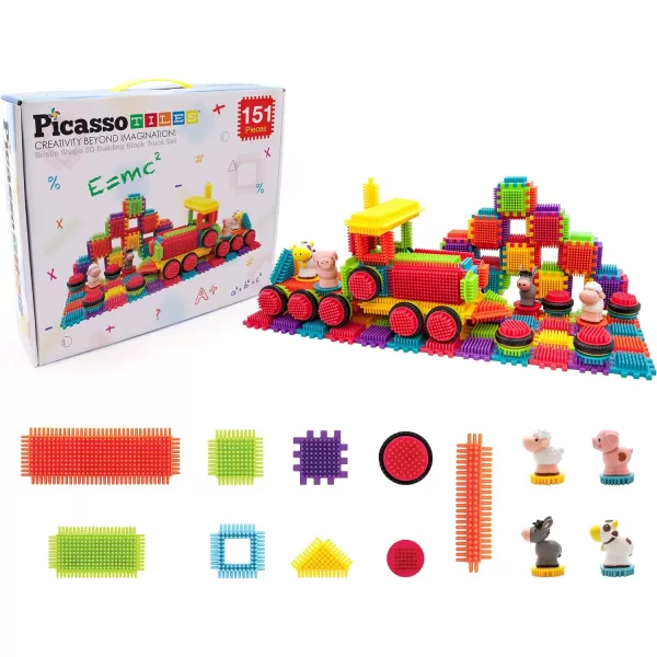 PicassoTiles Construction Building Blocks Toy 116pcs151pcs Truck Theme Bristle Lock with Idea Book 4 Action Figure Characters 4 Decorative Eyes STEM STEAM Learning Kit Playset Dish Washer SafePicassoTiles Construction Building Blocks Toy 116pcs151pcs Truck Theme Bristle Lock with Idea Book 4 Action Figure Characters 4 Decorative Eyes STEM STEAM Learning Kit Playset Dish Washer Safe