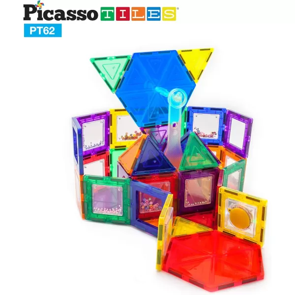 PicassoTiles Kids Toy Building Block Ferris Wheel Set LED Light Children Construction Kit Magnet Tiles Magnetic STEM Interlocking Playboard Educational Learning Stacking Blocks Brain Development PT6262pc