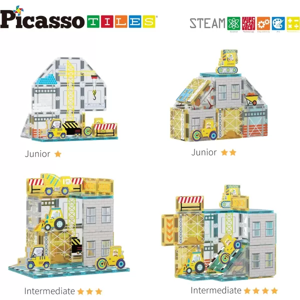 PicassoTiles Magnet Tile Building Block Set with 8 Construction Vehicles Crank Truck Excavator Bullsdozer Road Roller Concrete Mixer Tractor Dump Truck amp Forklift Magnetic Toy Kid Ages 3 PTQ11PicassoTiles Magnet Tile Building Block Set with 8 Construction Vehicles Crank Truck Excavator Bullsdozer Road Roller Concrete Mixer Tractor Dump Truck amp Forklift Magnetic Toy Kid Ages 3 PTQ11