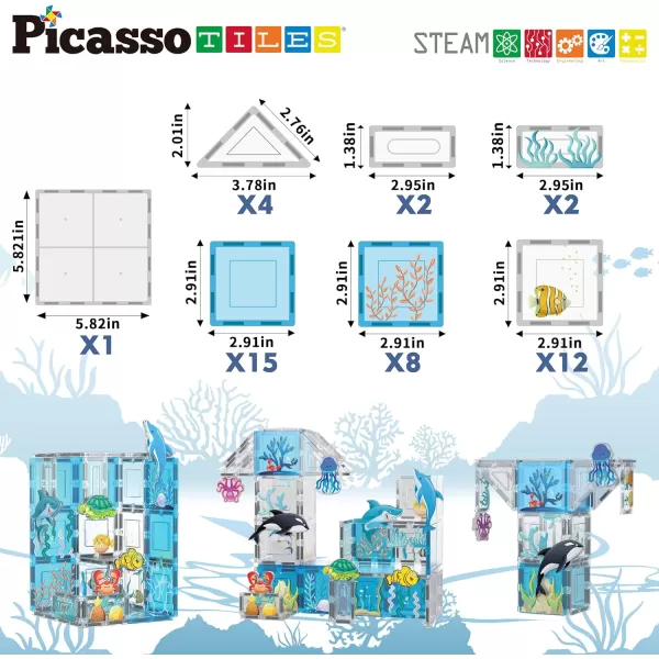 PicassoTiles Magnet Tile Building Blocks Aquarium Marine Animal Theme Set with 8 Character Action Figures STEM Construction Magnetic Tiles Toy Preschool Toddlers Kids Boys Girls Toys 3 PTQ15PicassoTiles Magnet Tile Building Blocks Aquarium Marine Animal Theme Set with 8 Character Action Figures STEM Construction Magnetic Tiles Toy Preschool Toddlers Kids Boys Girls Toys 3 PTQ15