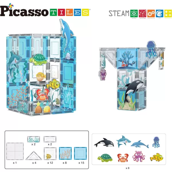 PicassoTiles Magnet Tile Building Blocks Aquarium Marine Animal Theme Set with 8 Character Action Figures STEM Construction Magnetic Tiles Toy Preschool Toddlers Kids Boys Girls Toys 3 PTQ15PicassoTiles Magnet Tile Building Blocks Aquarium Marine Animal Theme Set with 8 Character Action Figures STEM Construction Magnetic Tiles Toy Preschool Toddlers Kids Boys Girls Toys 3 PTQ15
