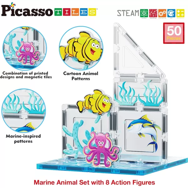 PicassoTiles Magnet Tile Building Blocks Aquarium Marine Animal Theme Set with 8 Character Action Figures STEM Construction Magnetic Tiles Toy Preschool Toddlers Kids Boys Girls Toys 3 PTQ15PicassoTiles Magnet Tile Building Blocks Aquarium Marine Animal Theme Set with 8 Character Action Figures STEM Construction Magnetic Tiles Toy Preschool Toddlers Kids Boys Girls Toys 3 PTQ15