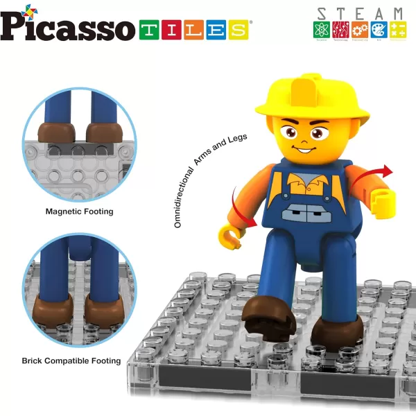 PicassoTiles Magnet Tiles Building Block 2in1 Excavator amp Backhoe Brick Compatible Construction Playset with Car Base Magnetic Character Action Figure STEM Educational Learning Toy Kit Age 3 PTU04PicassoTiles Magnet Tiles Building Block 2in1 Excavator amp Backhoe Brick Compatible Construction Playset with Car Base Magnetic Character Action Figure STEM Educational Learning Toy Kit Age 3 PTU04