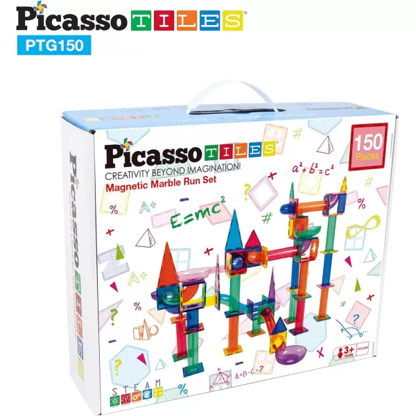PicassoTiles Marble Run 40 Piece Magnetic Tile Race Track Toy Play Set STEM Building amp Learning Early Educational Child Magnet Construction Block Creative Kit Boys amp Girls Age 3 Years Old Toys PTG40150 Piece