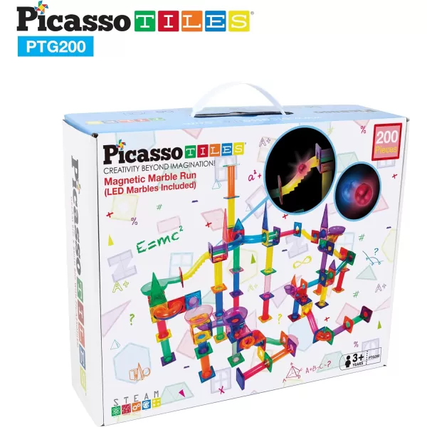 PicassoTiles Marble Run 40 Piece Magnetic Tile Race Track Toy Play Set STEM Building amp Learning Early Educational Child Magnet Construction Block Creative Kit Boys amp Girls Age 3 Years Old Toys PTG40200 Piece