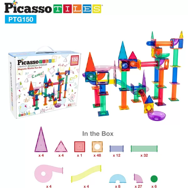 PicassoTiles Marble Run 40 Piece Magnetic Tile Race Track Toy Play Set STEM Building amp Learning Early Educational Child Magnet Construction Block Creative Kit Boys amp Girls Age 3 Years Old Toys PTG40150 Piece