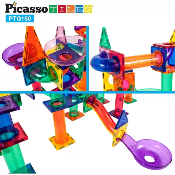 PicassoTiles Marble Run 40 Piece Magnetic Tile Race Track Toy Play Set STEM Building amp Learning Early Educational Child Magnet Construction Block Creative Kit Boys amp Girls Age 3 Years Old Toys PTG40150 Piece