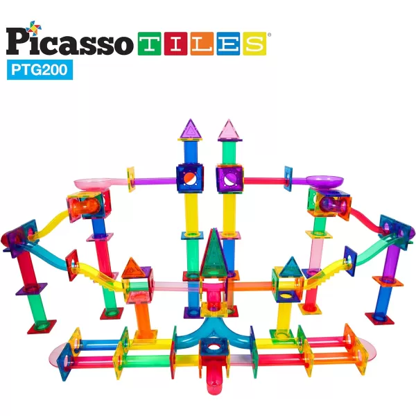 PicassoTiles Marble Run 40 Piece Magnetic Tile Race Track Toy Play Set STEM Building amp Learning Early Educational Child Magnet Construction Block Creative Kit Boys amp Girls Age 3 Years Old Toys PTG40200 Piece