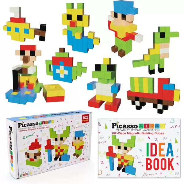 PicassoTiles Pixel Magnetic Puzzle Cube 102pcs  60pc 1 Mix amp Match Cubes w 50 Free Idea Book Sensory Toy STEAM Education Learning Building Block Construction Set Stacking Magnet Kit for Age 3PicassoTiles Pixel Magnetic Puzzle Cube 102pcs  60pc 1 Mix amp Match Cubes w 50 Free Idea Book Sensory Toy STEAM Education Learning Building Block Construction Set Stacking Magnet Kit for Age 3