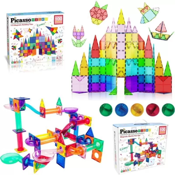 PicassoTiles 100PC Magnet Tiles  100PC Marble Run Race Track Fun amp Creative Playset Bundle STEAM Learning amp Educational Sensory Toy for Preschool amp Kindergarten Kids Ages 3 A Classroom Must HavePicassoTiles 100PC Magnet Tiles  100PC Marble Run Race Track Fun amp Creative Playset Bundle STEAM Learning amp Educational Sensory Toy for Preschool amp Kindergarten Kids Ages 3 A Classroom Must Have