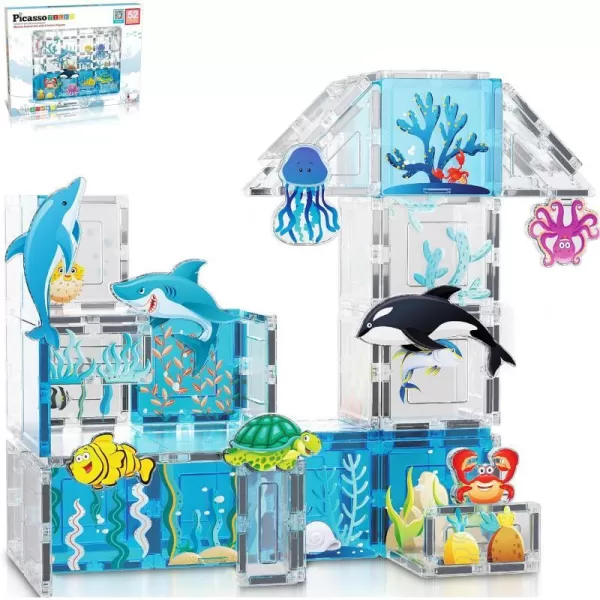 PicassoTiles Magnet Tile Building Blocks Aquarium Marine Animal Theme Set with 8 Character Action Figures STEM Construction Magnetic Tiles Toy Preschool Toddlers Kids Boys Girls Toys 3 PTQ15PicassoTiles Magnet Tile Building Blocks Aquarium Marine Animal Theme Set with 8 Character Action Figures STEM Construction Magnetic Tiles Toy Preschool Toddlers Kids Boys Girls Toys 3 PTQ15