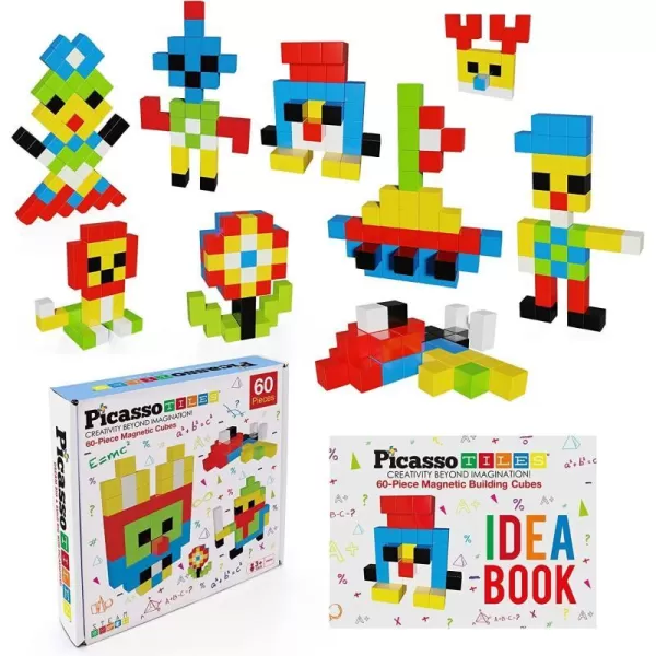 PicassoTiles Pixel Magnetic Puzzle Cube 102pcs  60pc 1 Mix amp Match Cubes w 50 Free Idea Book Sensory Toy STEAM Education Learning Building Block Construction Set Stacking Magnet Kit for Age 3PicassoTiles Pixel Magnetic Puzzle Cube 102pcs  60pc 1 Mix amp Match Cubes w 50 Free Idea Book Sensory Toy STEAM Education Learning Building Block Construction Set Stacking Magnet Kit for Age 3