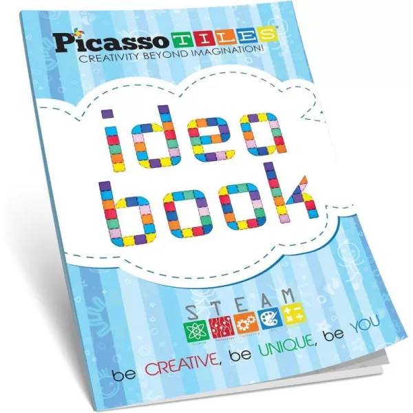 PicassoTiles STEM Learning Idea Book with Over 150 Ideas 110 Pages of Unique Innovative Creations for Magnet Tile Building Block Magnetic Toy Construction Sets Easy to Read Instructions Kids Age 3PicassoTiles STEM Learning Idea Book with Over 150 Ideas 110 Pages of Unique Innovative Creations for Magnet Tile Building Block Magnetic Toy Construction Sets Easy to Read Instructions Kids Age 3