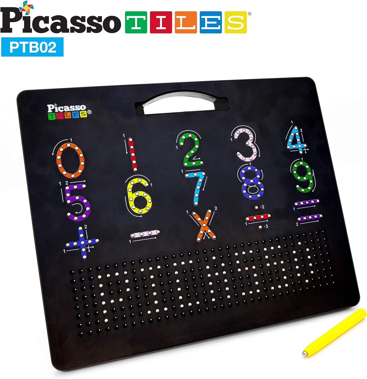 Picasso Toys Magnetic Drawing Board 12x10 inch Large 748 Bead Magnet Tablet Pad Erasable Reusable Writing Playboard STEM Toys Educational Playset OpenEnded Learning Kit Child Brain Development PTB01Alphabetmath