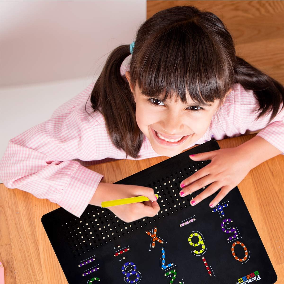 Picasso Toys Magnetic Drawing Board 12x10 inch Large 748 Bead Magnet Tablet Pad Erasable Reusable Writing Playboard STEM Toys Educational Playset OpenEnded Learning Kit Child Brain Development PTB01Alphabetmath