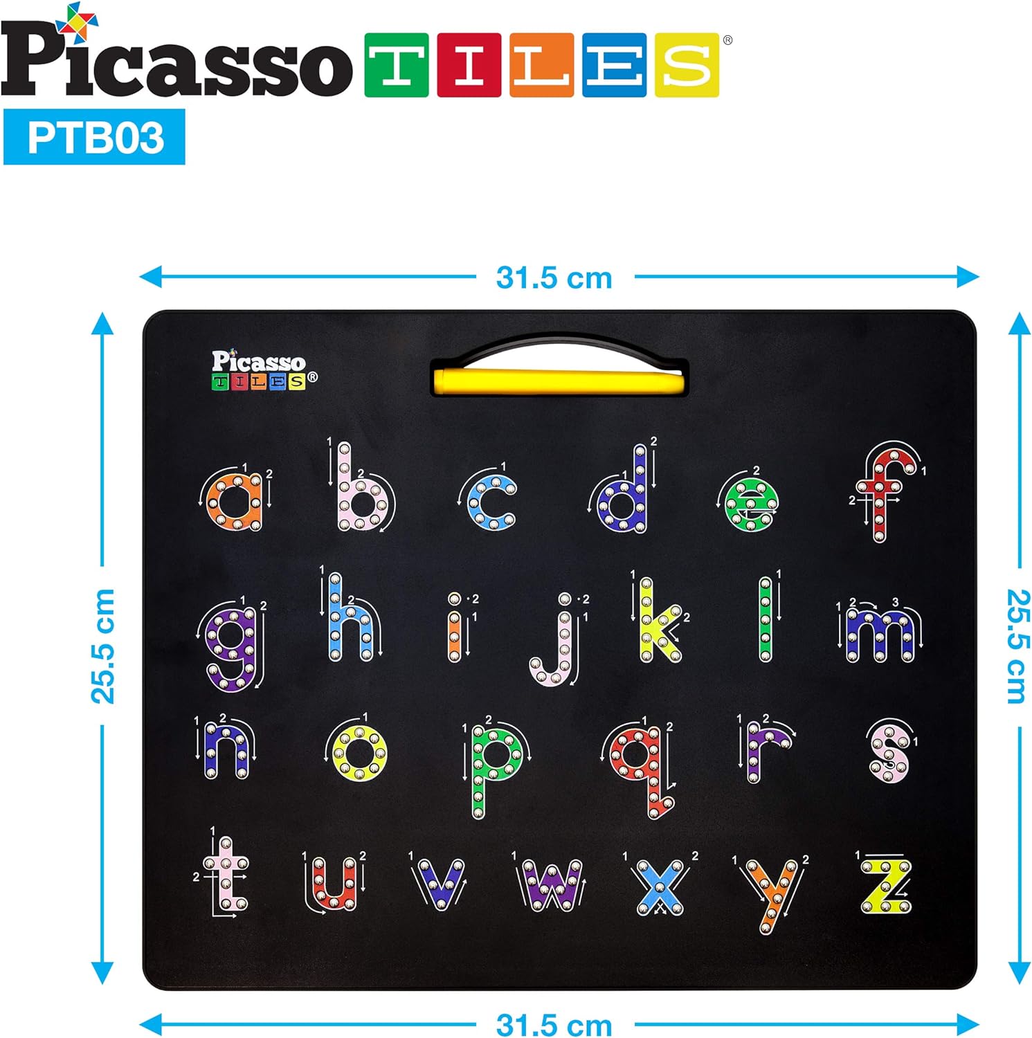 Picasso Toys Magnetic Drawing Board 12x10 inch Large 748 Bead Magnet Tablet Pad Erasable Reusable Writing Playboard STEM Toys Educational Playset OpenEnded Learning Kit Child Brain Development PTB01DualApphabet