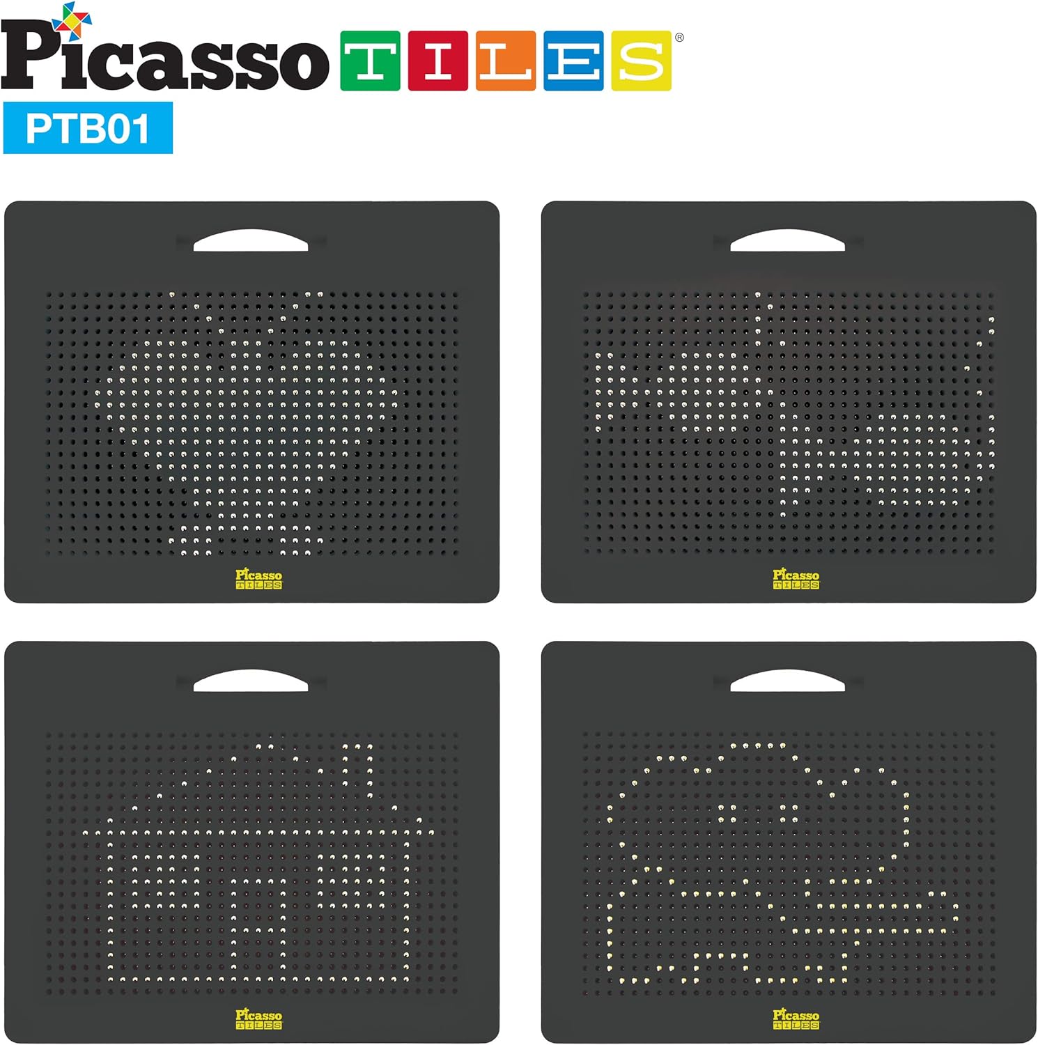 Picasso Toys Magnetic Drawing Board 12x10 inch Large 748 Bead Magnet Tablet Pad Erasable Reusable Writing Playboard STEM Toys Educational Playset OpenEnded Learning Kit Child Brain Development PTB01FreeBlk