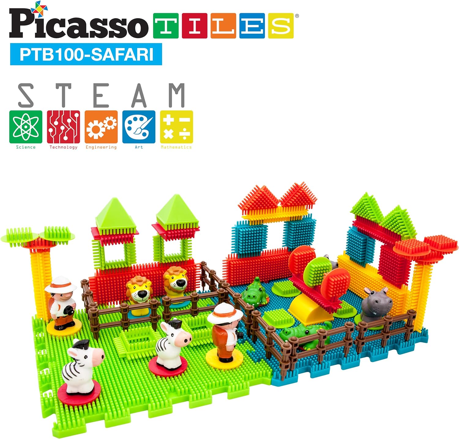 Picasso Toys PTB100 100pcs Hedgehog Block 3D Building Blocks Tiles Safari Theme Set Learning Playset STEM Toy Set Educational Kit Child Brain Development Preschool Kindergarten Toy for Age 3 amp UpPicasso Toys PTB100 100pcs Hedgehog Block 3D Building Blocks Tiles Safari Theme Set Learning Playset STEM Toy Set Educational Kit Child Brain Development Preschool Kindergarten Toy for Age 3 amp Up