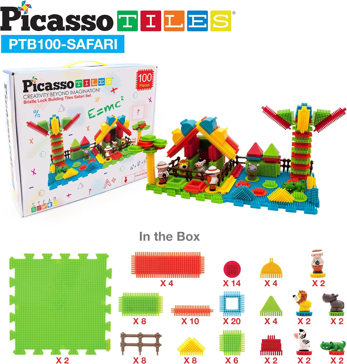Picasso Toys PTB100 100pcs Hedgehog Block 3D Building Blocks Tiles Safari Theme Set Learning Playset STEM Toy Set Educational Kit Child Brain Development Preschool Kindergarten Toy for Age 3 amp UpPicasso Toys PTB100 100pcs Hedgehog Block 3D Building Blocks Tiles Safari Theme Set Learning Playset STEM Toy Set Educational Kit Child Brain Development Preschool Kindergarten Toy for Age 3 amp Up