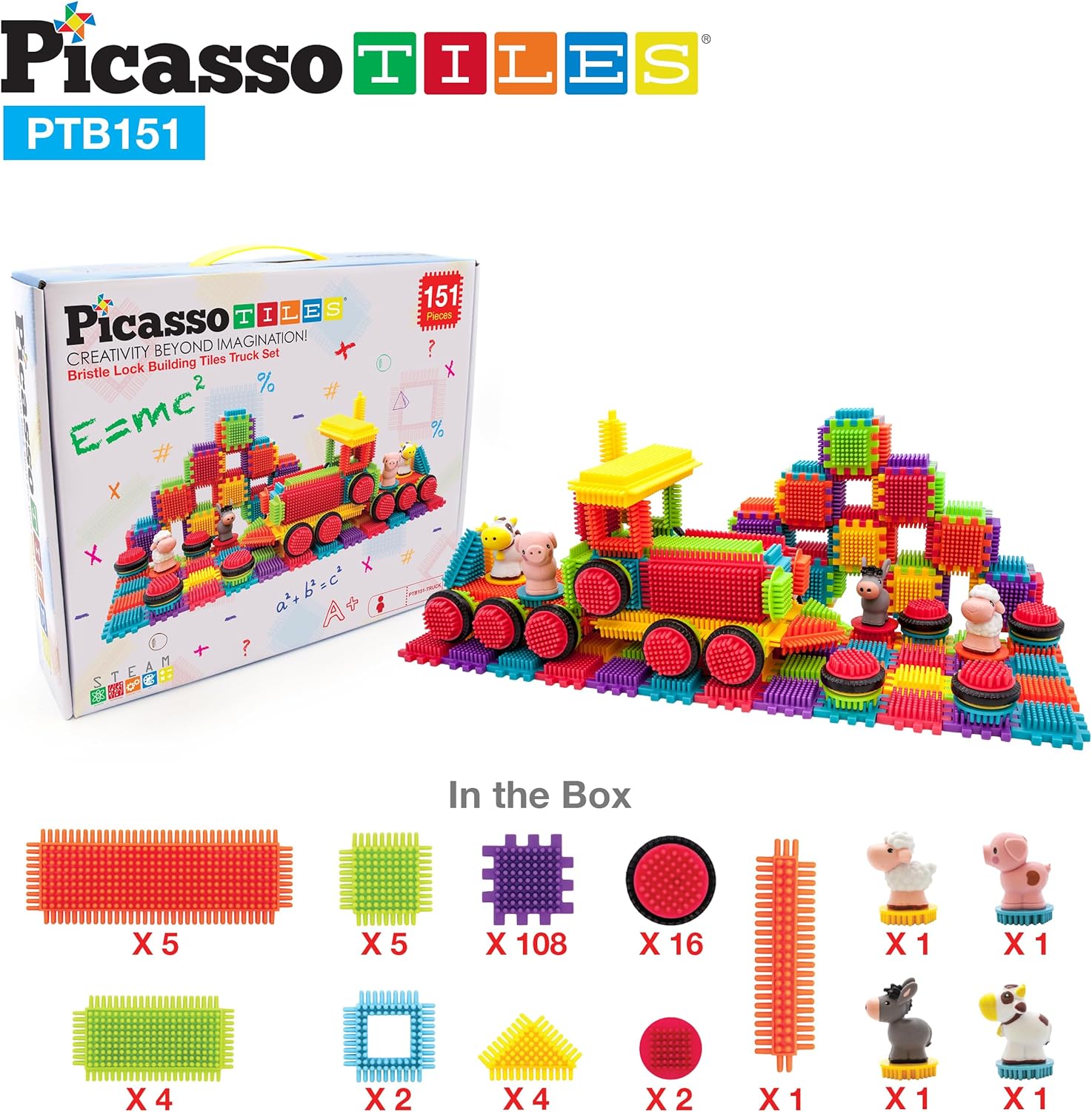 Picasso Toys PTB151 151pcs Hedgehog Block Block STEM Building Tiles Truck Theme Set Learning Playset STEM Toy Set Educational Kit Child Brain Development Preschool Kindergarten Toy wAnimal FiguresPicasso Toys PTB151 151pcs Hedgehog Block Block STEM Building Tiles Truck Theme Set Learning Playset STEM Toy Set Educational Kit Child Brain Development Preschool Kindergarten Toy wAnimal Figures