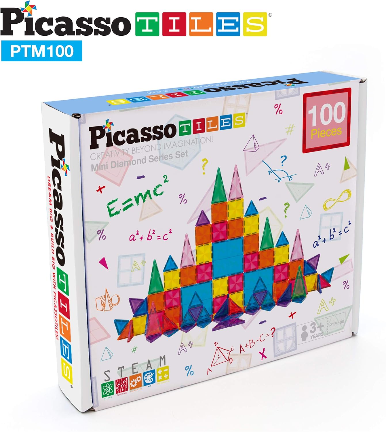 PicassoTiles 100 Pieces Magnetic Tiles Building Blocks Mini Size Diamond Series Magnet Toys Travel Size OnTheGo Construction Sensory Toys Gifts Educational Set STEM Learning Kit Playset PTM100PicassoTiles 100 Pieces Magnetic Tiles Building Blocks Mini Size Diamond Series Magnet Toys Travel Size OnTheGo Construction Sensory Toys Gifts Educational Set STEM Learning Kit Playset PTM100
