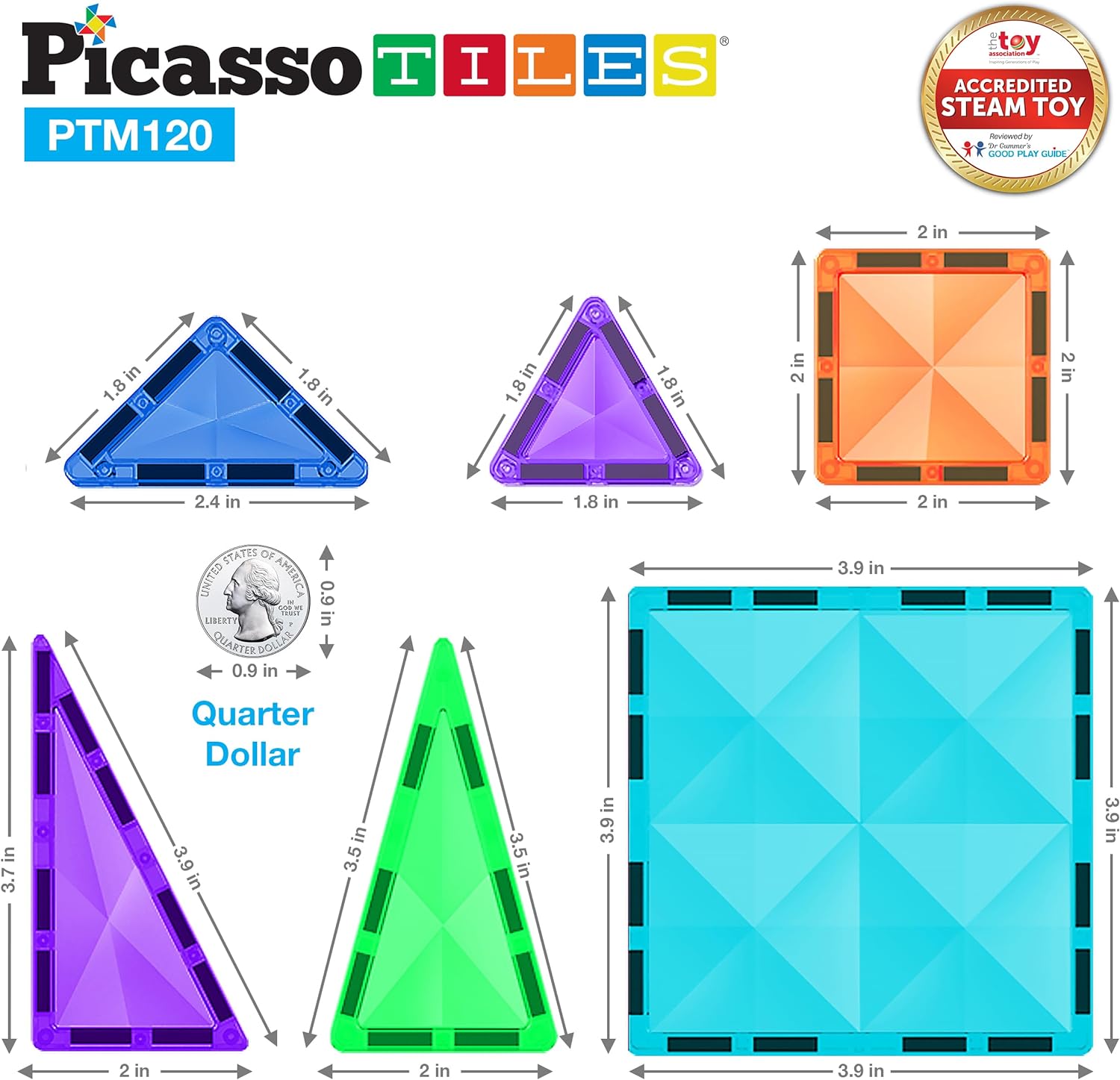 PicassoTiles 30 Piece Magnetic Tiles Building Blocks Mini Size Diamond Series Magnet Toys Travel Size OnTheGo Magnet Construction Sensory Toys Gifts Educational Set STEM Learning Kit Playset PTM30120pc