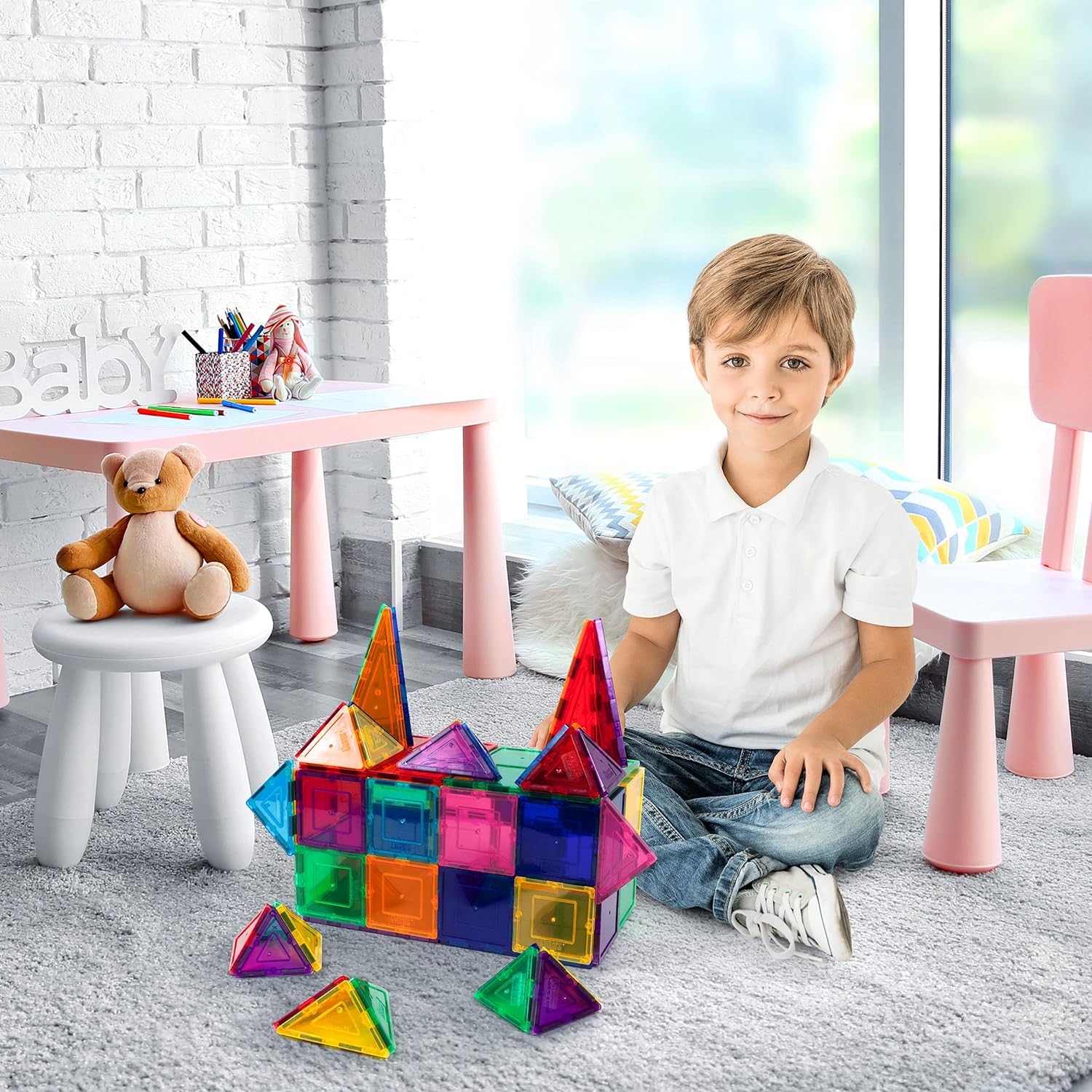 PicassoTiles 60PC Magnetic Tiles  Carry Case Bundle STEAM Educational Playset for Kids Includes Travel Storage Organizer  Fun Learning Construction Toy Engineering Design Sensory DevelopmentPicassoTiles 60PC Magnetic Tiles  Carry Case Bundle STEAM Educational Playset for Kids Includes Travel Storage Organizer  Fun Learning Construction Toy Engineering Design Sensory Development